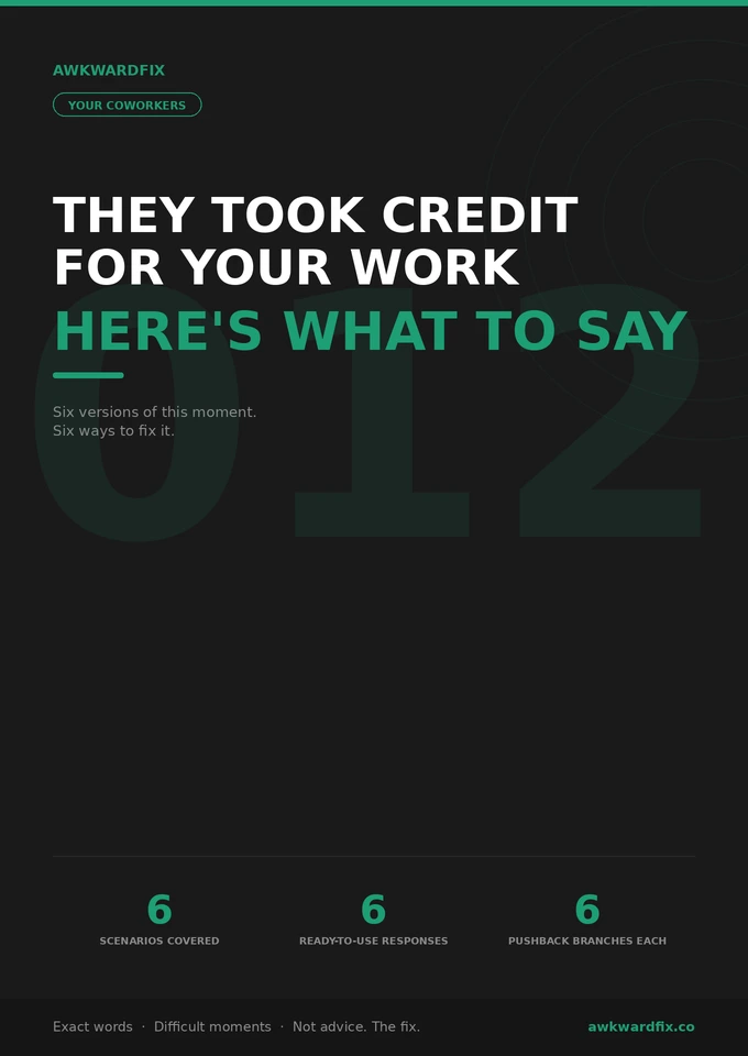 A Colleague Is Taking Credit for Your Shared Work — AwkwardFix Guide 012