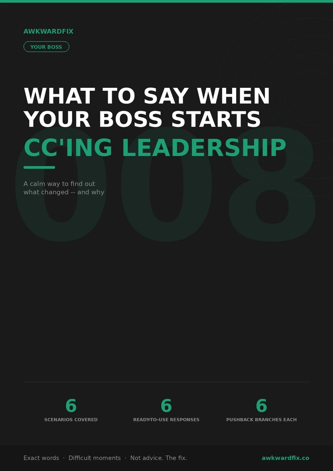 What to Say When Your Boss Starts CCing Leadership on Your Emails — AwkwardFix Guide 008